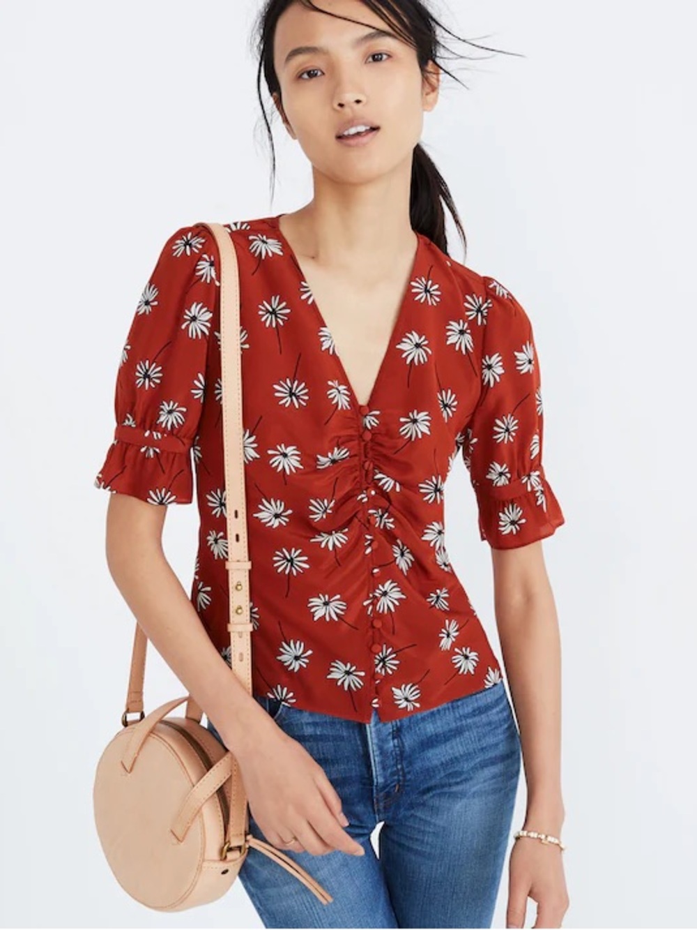 Madewell Silk Daylight Top in Fresh Daisies